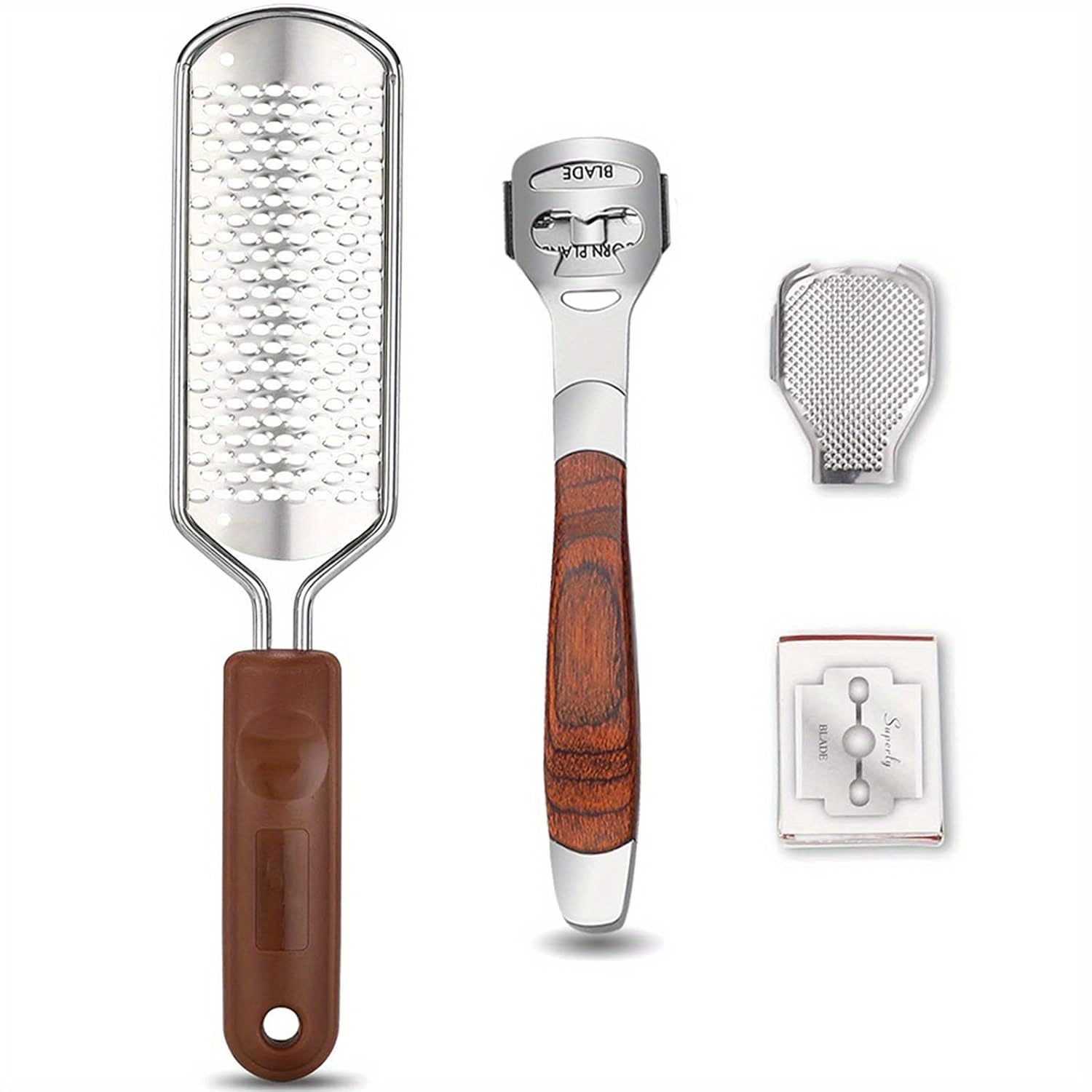 TEMU 12pcs Foot Remover, Foot Care Tool, Stainless Steel Foot Rasp For Men And Women, Suitable For Home And Travel, Personal And Beauty Small Tool