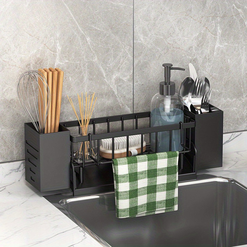 

1pc Multifunctional Freestanding Plastic Kitchen Sink Caddy Organizer - Countertop For , Rag, Utensils - For Types - No Pipes, Standing