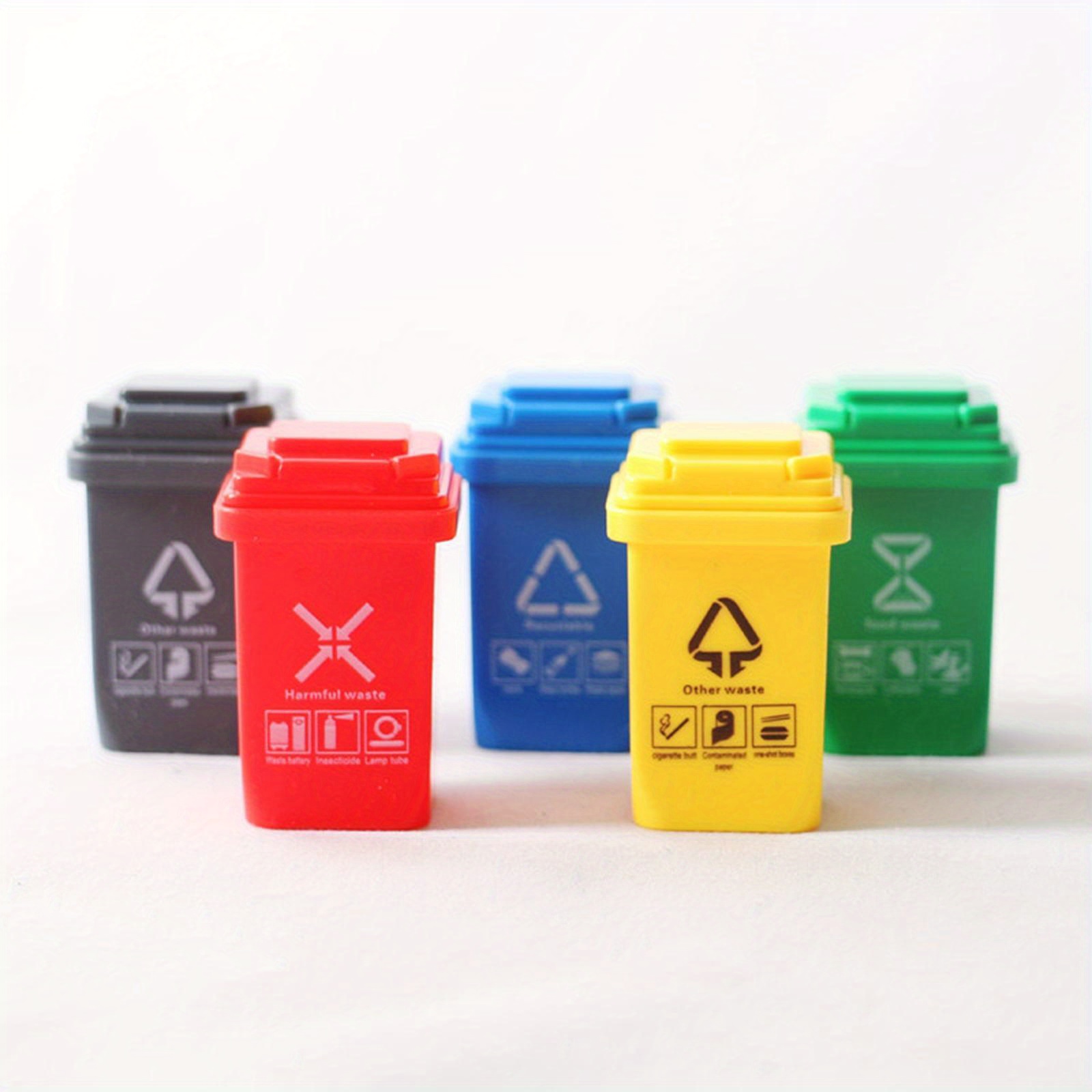 Mini Trash Can Open Lid Fairy Tale Garden Decoration