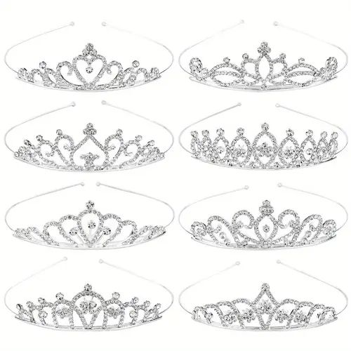 8pcs headbands tiaras silvery metal sparkly glitter headbands wedding prom birthday party hair tiaras clasps accessories for women brides great for birthday gifts party christmas gifts wedding