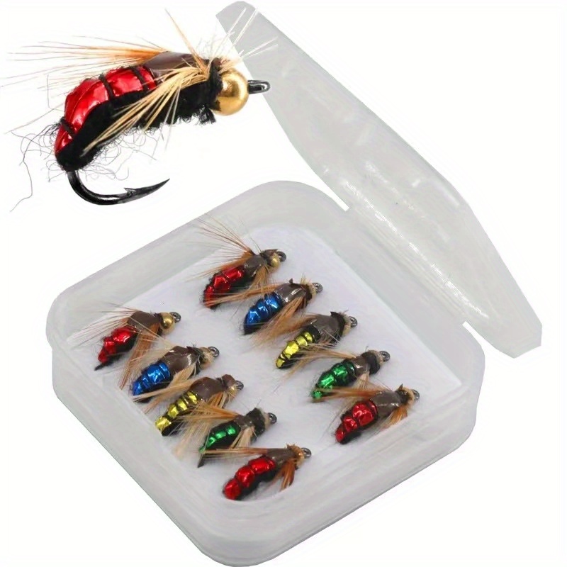 

5 To 10pcs Of Synthetic Insect Fishing Lures, Featuring -sinking Brass Bead Head Fly Worm For Trout Fishing.