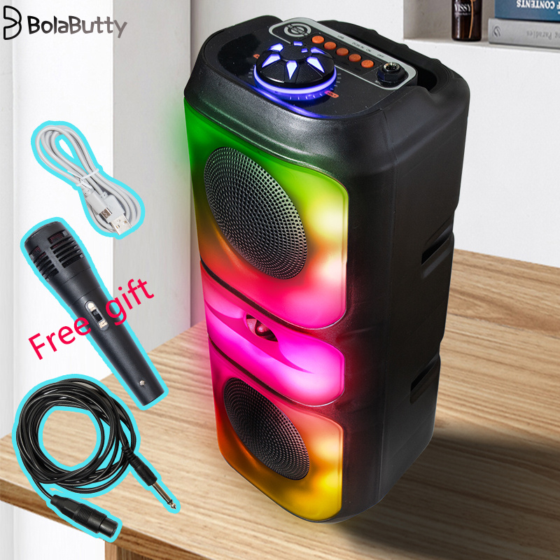 

Bolabutty-k29 Portable Karaoke Speaker (free Wired Microphone), Disco Lights, Dual 4-inch High-quality Subwoofers, Support Aux Usb Fm Wired Microphone Audio , Music Amplifier Set, Share Music