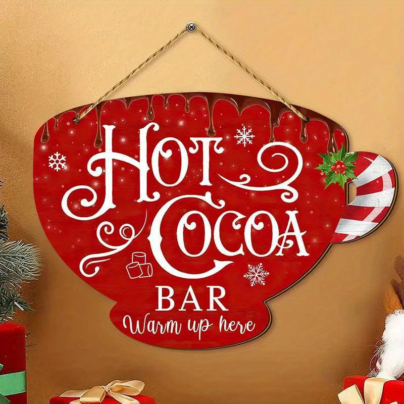 

1pc Wooden Cup Wall Hanging Sign - Christmas Holiday Decor, No Electricity Or Feathers Required, Ideal For Home, Garden, And Party Decoration