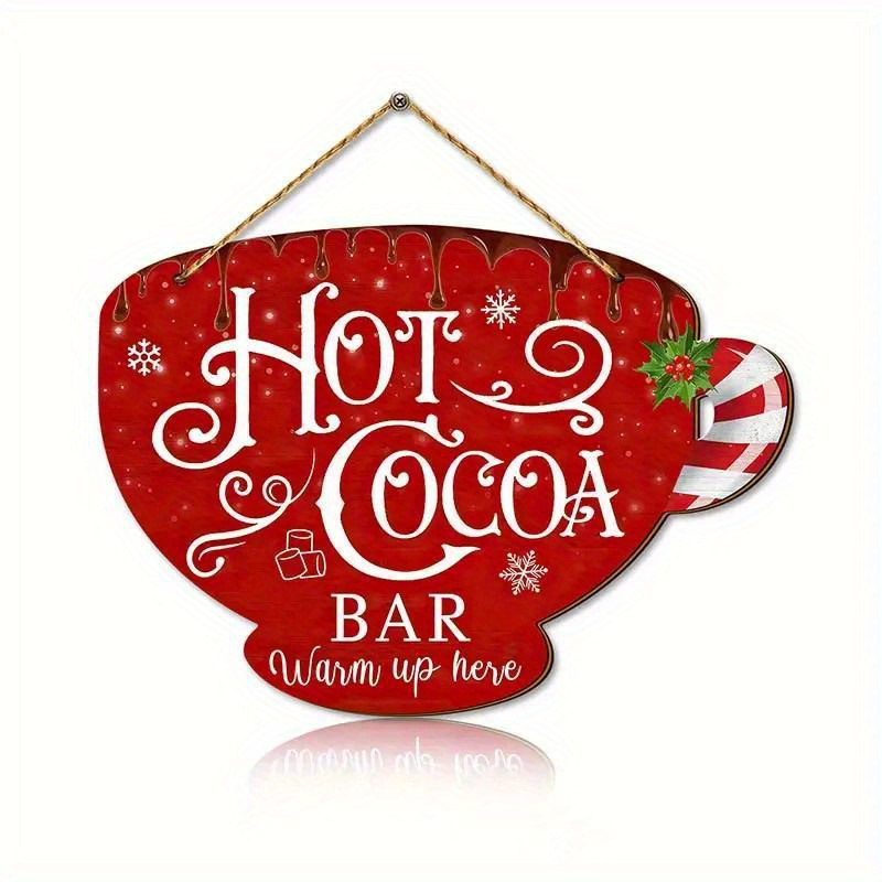 TEMU 1 pc Tasse en bois de chocolat chaud mur suspendu - Décor de Noël et des vacances, pas d'électricité ou de plumes nécessaires, idéal , le jardin