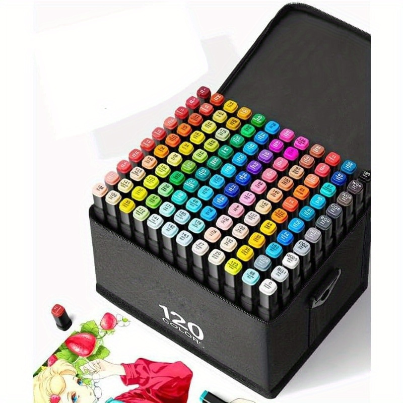 

120 Colors Dual Tip Brush Markers Set, Permanent Art Markers Pens Coloring Markers For Painting Sketching , Christmas Gift