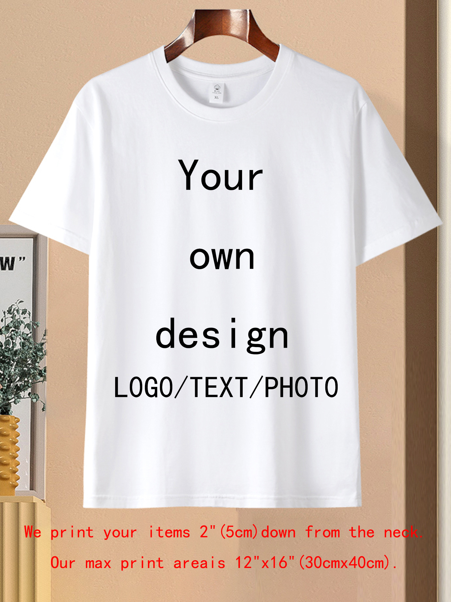 Customizable T-Shirts for Men Women – Personalize with Your Own Design,  Text, Logo Casual Fit, Machine Washable, Multiple Colors (White,