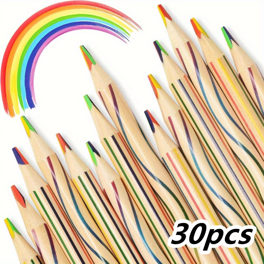 

30pcs/ Set Rainbow Wood Pencil Set, Drawing Pencil, Used For Coloring And Art Supplies - Smooth