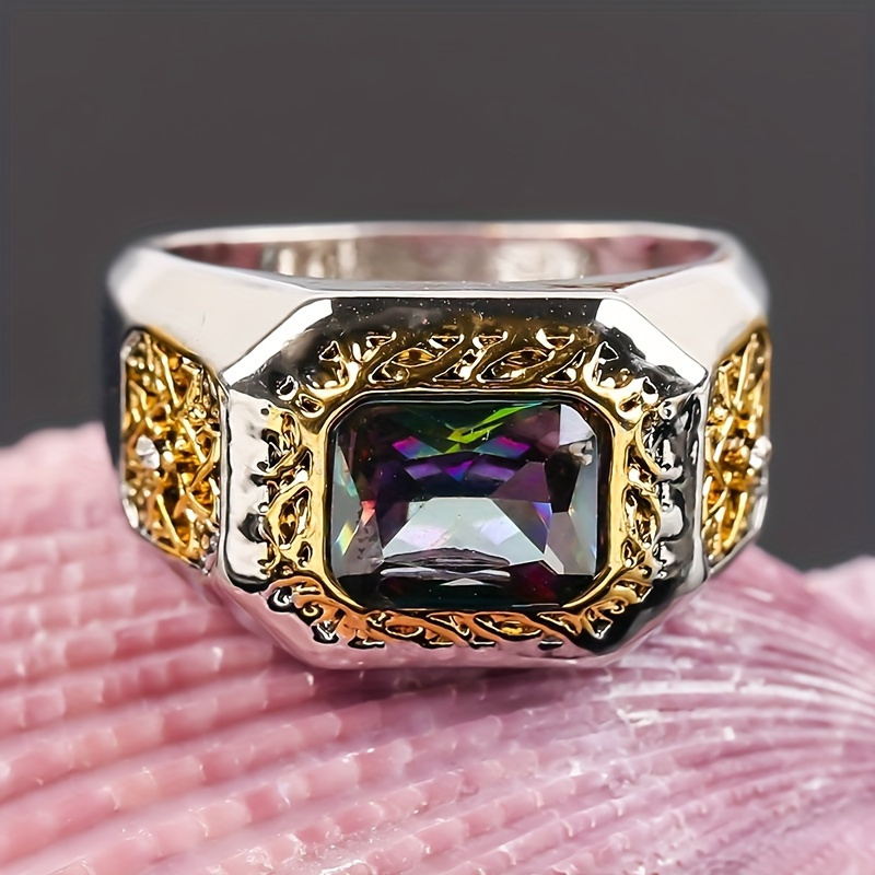 

Autumn And Winter Men's Ring, Set With Synthetic Gemstone Jewelry, Bohemian