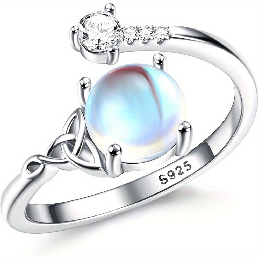 1pc Rings For Womenopen Adjustable Rainbow Rings Vintage Celtic Triangle Ring, Handmade Oval Round Heart Ring Jewellery For Her