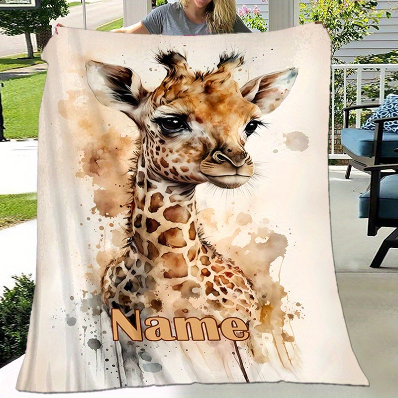 

Personalized Giraffe Flannel Throw Blanket - Soft, For Couch, Bed, Chair | Perfect Gift For All