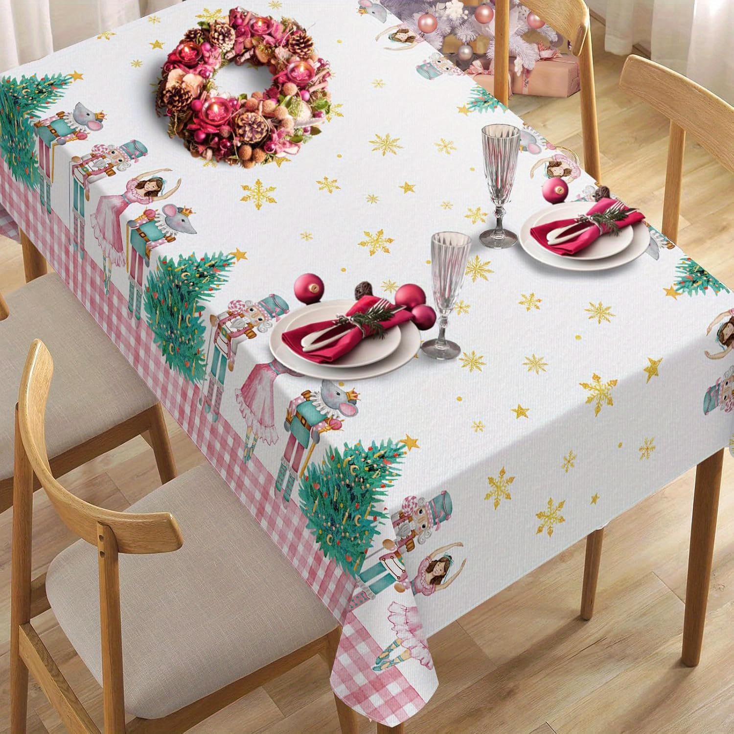 

Christmas & Tablecloth - , Rectangular Polyester Table For Dinners And Parties