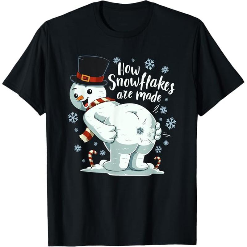 

Farting Snowman Make Snowflakes Christmas Winter Gift T-shirt, 100% Cotton, Gift For Men Women Dad Mom Friends, S-xxxl, Black