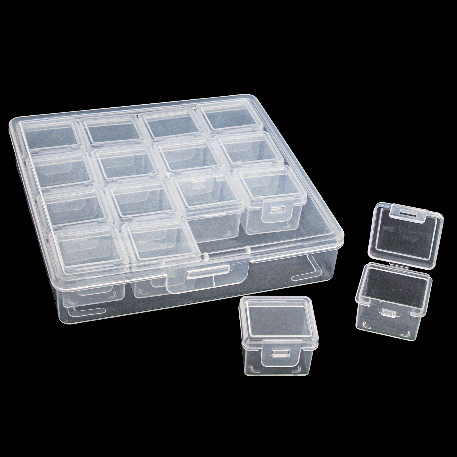 

16-compartment Clear Plastic Organizer Box - Detachable & Jewelry Container, Multipurpose Household Sorting Set