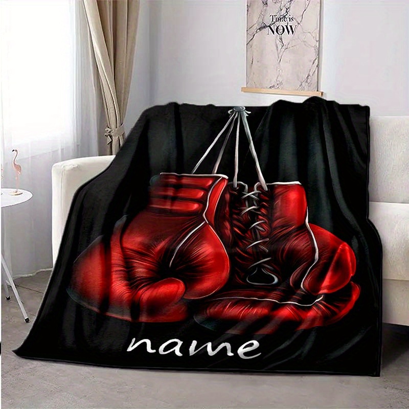 

Personalized Boxing Gloves Blanket - Custom Name Polyester Throw For Home, Office, Travel - , Soft, Comfort - Large Size ( Side Over , Area Over 2.16m²)