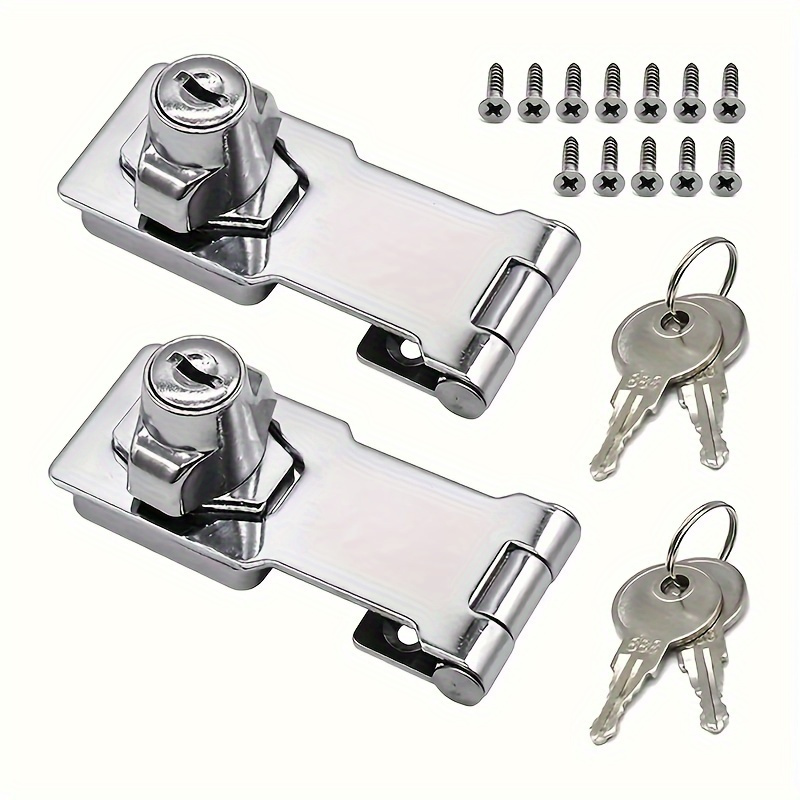 

Stainless Steel 201 Security Lock Set With Keys - Anti-theft Padlock Hasp For Desk Drawers, File Cabinets, Shop Storage & Home Cupboards