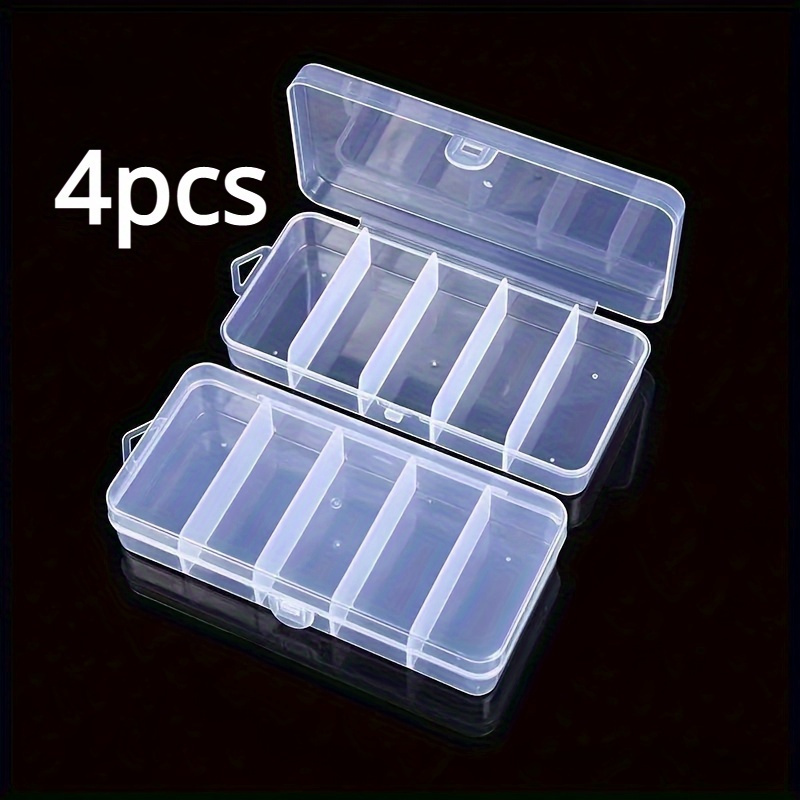 Image of 4pcs Compact 5-compartment Storage Case - Clear, Dustproof Jewelry And Small Item Organizer For Travel And Daily Use, Jewelry Boxes