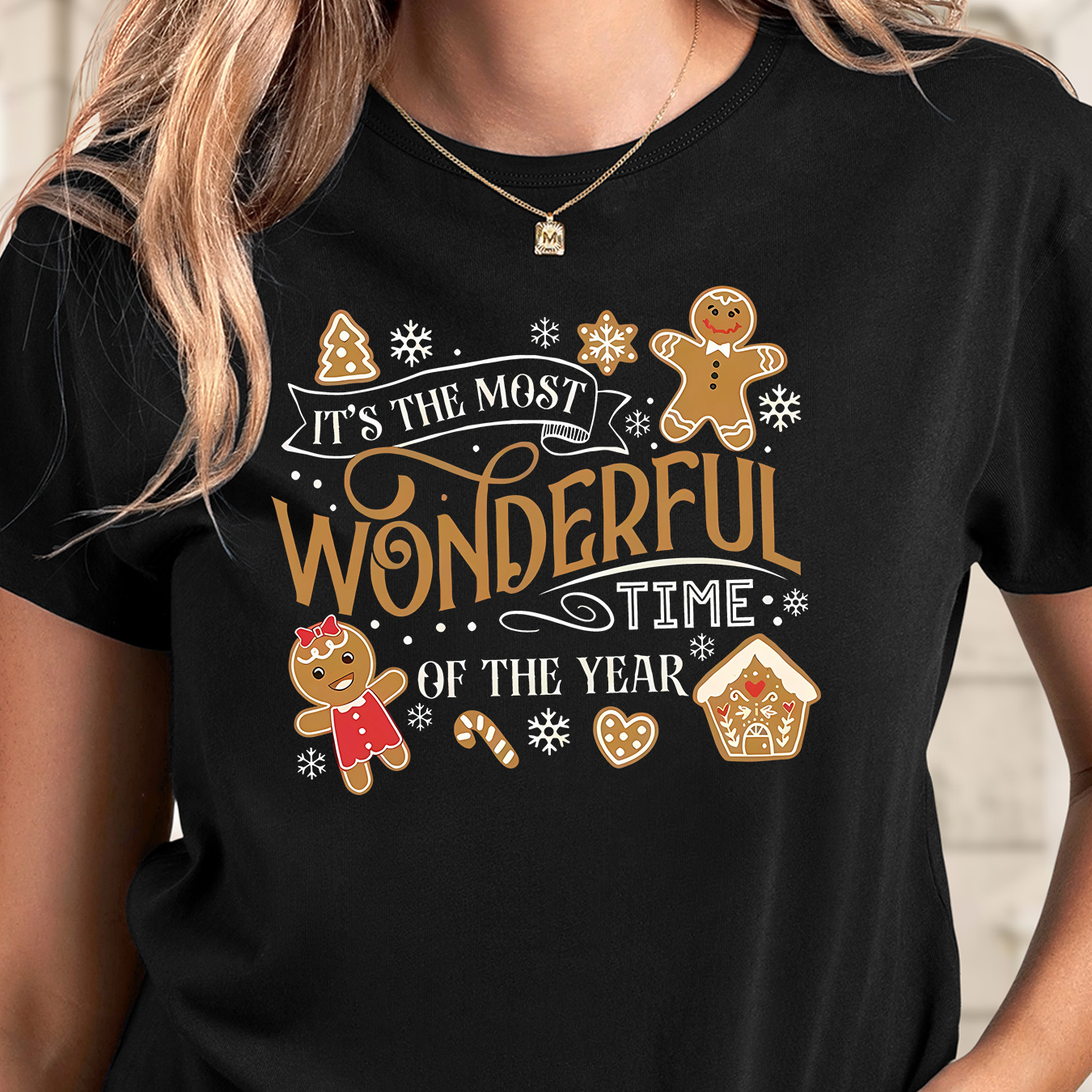 

Christmas Gingerbread "most Of The Year" Neck T-shirt - Polyester & Elastane , Knit Fabric Design, , All , With Slight Stretch, Short Sleeve, Regular Length Pullover For Women