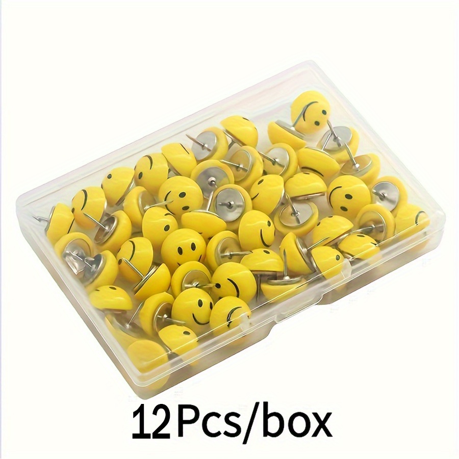 TEMU 12pcs Abs Push Pins With Storage Box - Decorative Thumb For Photos, Maps, Notes & Office Use