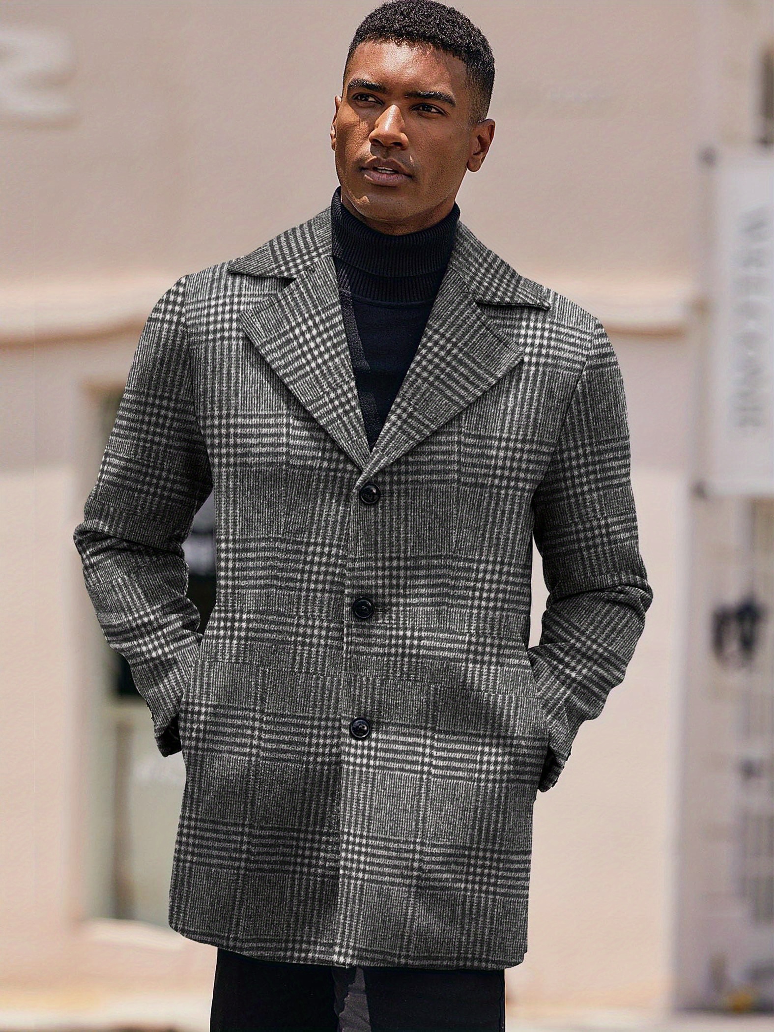 mens trench coat notched collar single breasted Temu - Main Image