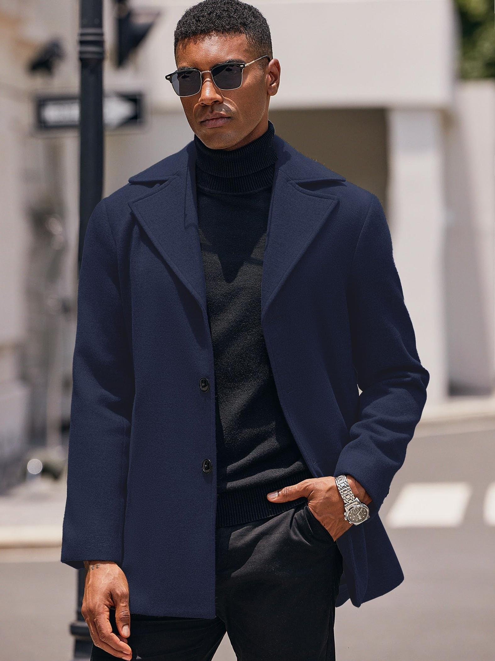 Winter Coat Mens Navy Blue Trench Coat Mens Trench Coat Notched