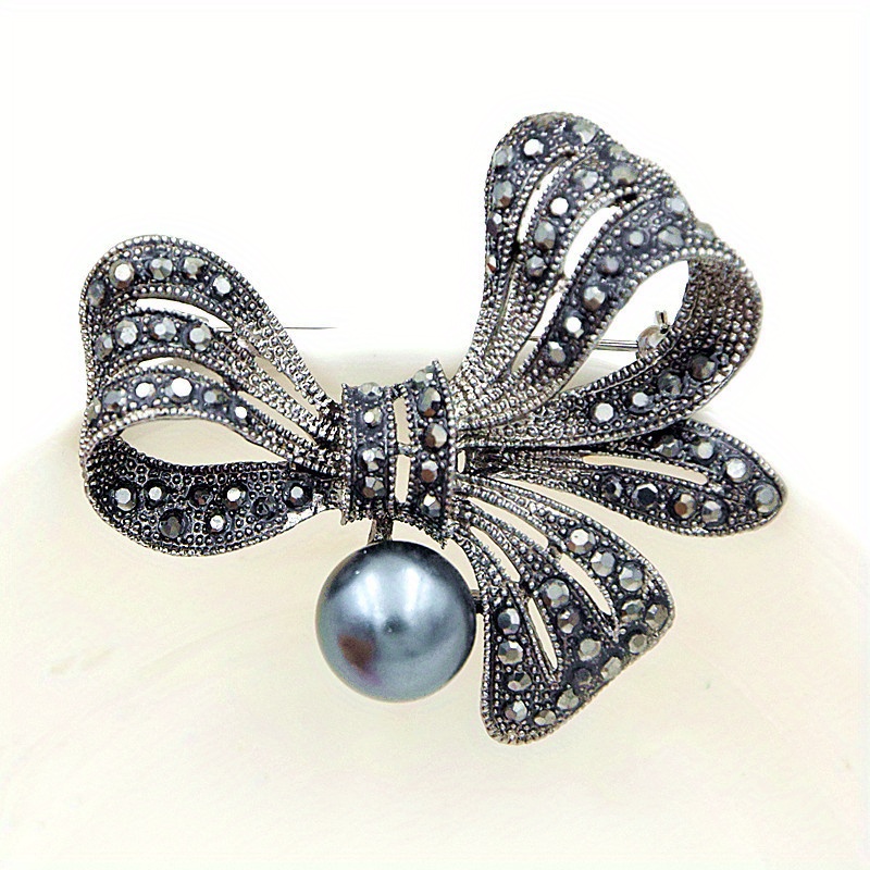 luxury   bow brooch pin novelty   ribbon bowtie brooch for women and men exquisite crystal badge for parties and banquets details 1