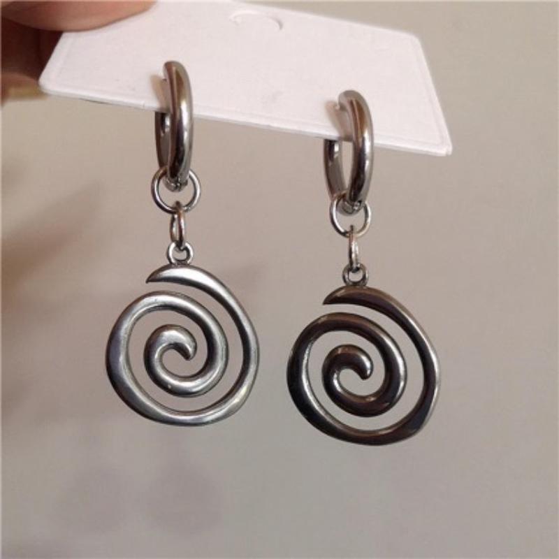 

1 Pair Vintage Gothic Spiral Hoop Earrings, Elegant Punk Alloy Jewelry, Daily & Gift Accessory For Women