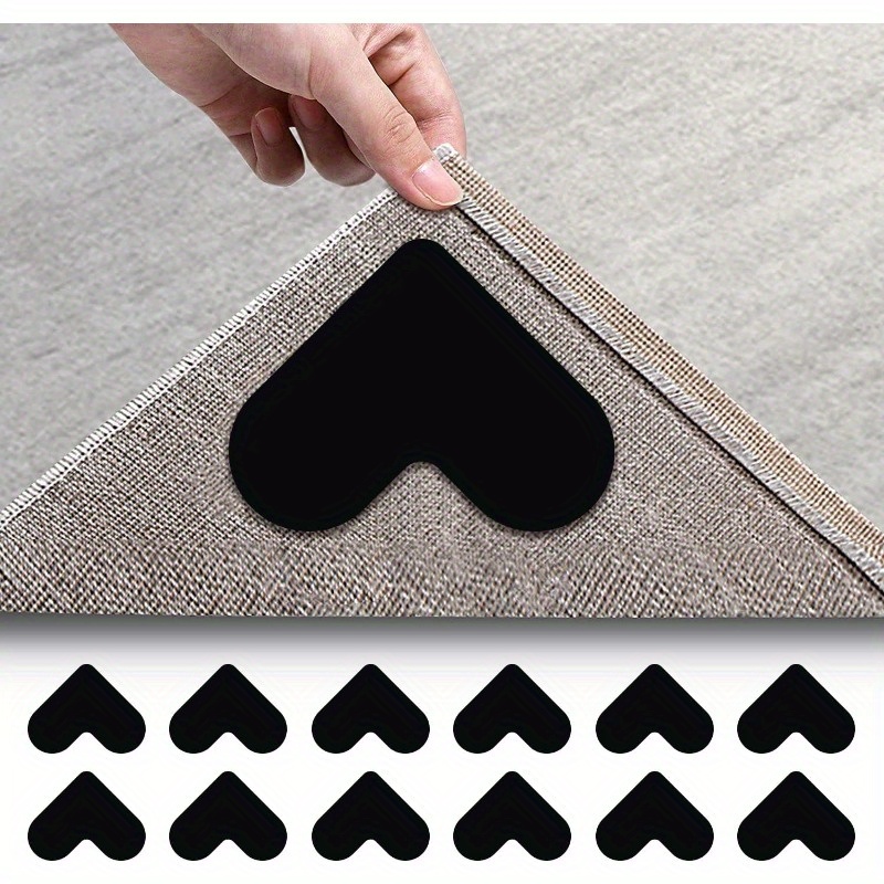 TEMU [12 Pac] Rug Pad Gripper, Double Sided Non-slip Rug Pads Stickers Washable Area Rug Pad Carpet Tape Corner Side Gripper For And Tile