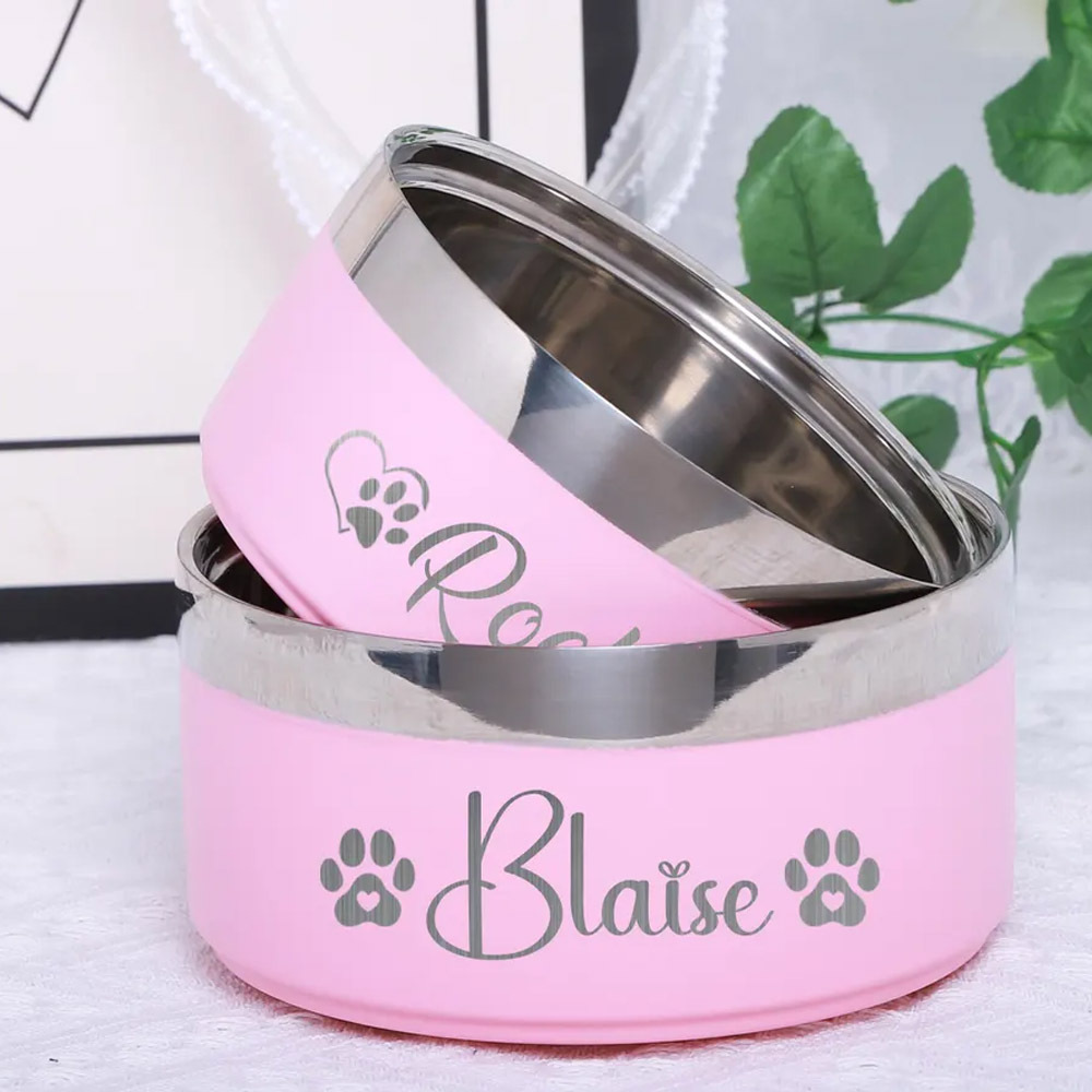 

Custom Engraved Dog Bowls - Personalized Insulated Stainless Steel Pet Food & Water Bowl With For Dogs And Cats | Unique Pet Gift