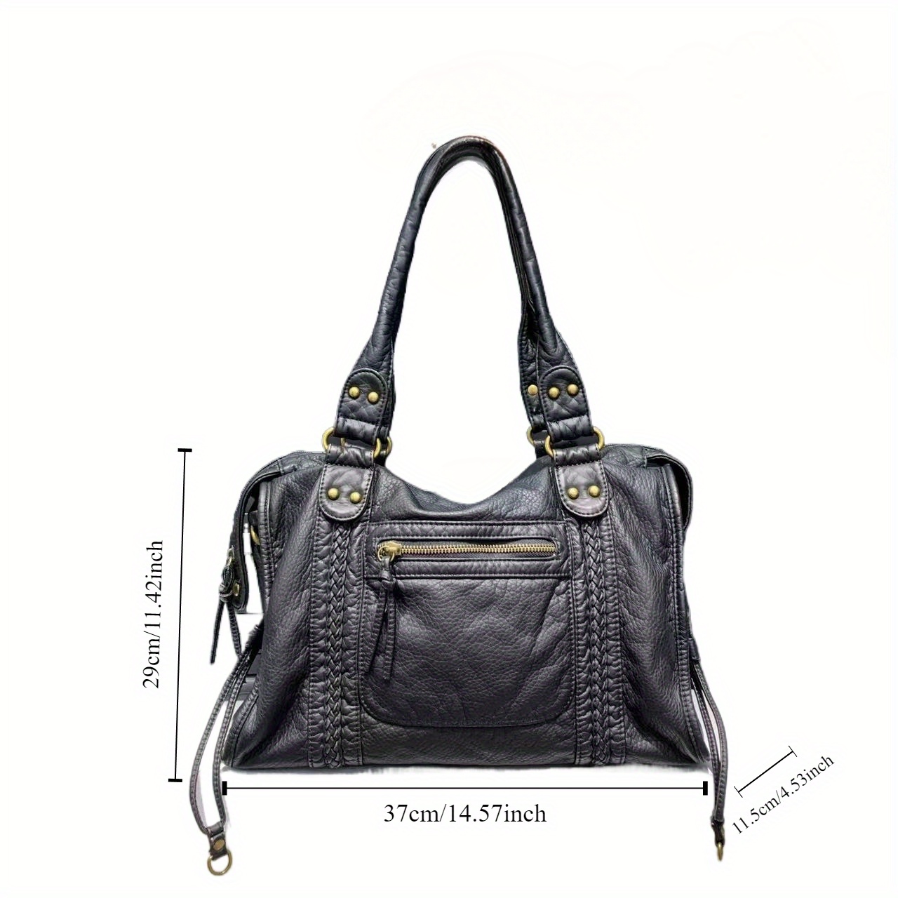 womens y2k vintage synthetic leather tote bag multi pocket - Temu