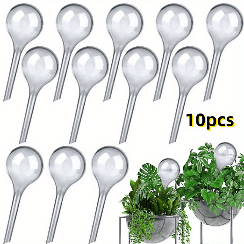 TEMU 10-pack Plastic Self-watering Globes, Easy-use Drip Irrigation System For Indoor & Outdoor Plants, No Pressure Sprayer, For Flowers And Vegetables