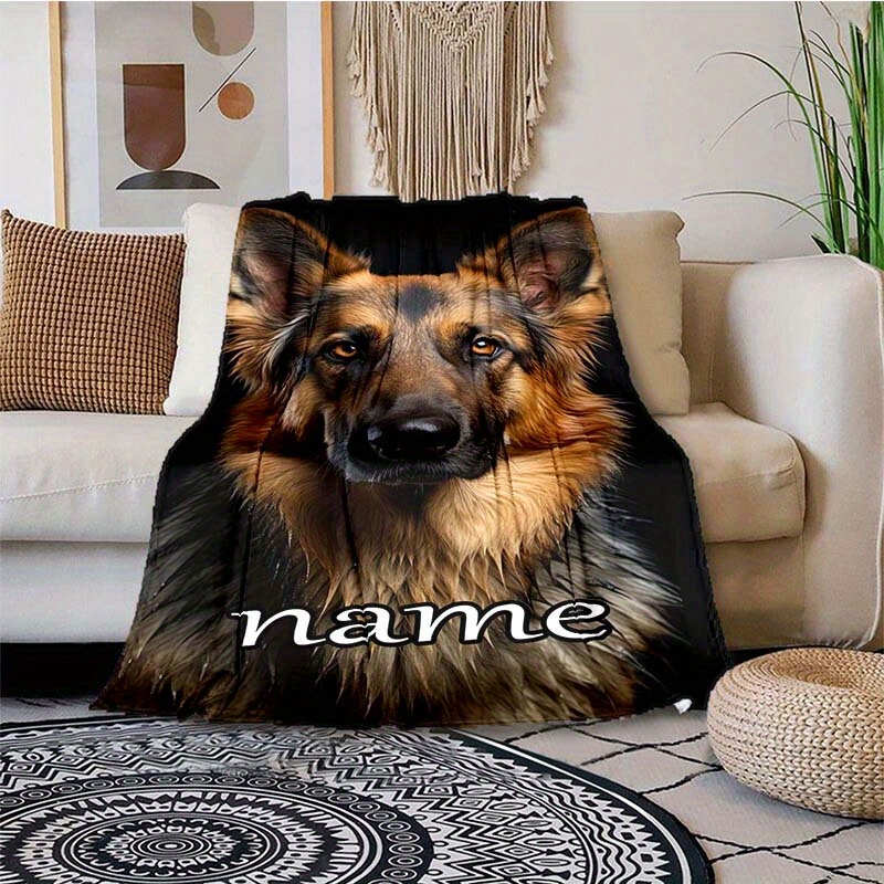 

Customizable German Shepherd Dog Blanket, Personalized Name, Large Polyester Throw, Soft & , , Ideal For Office, Home, Travel & Gifts - Sku Over , Area Over 2.16m²