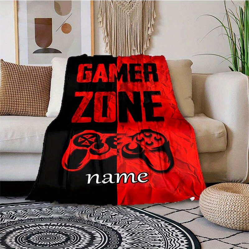 

Personalized Fleece Blanket, Large Polyester Throw With Custom Name, Soft Lightweight Gaming Console Pattern, Ideal For Office, Home, Travel - Suitable For All