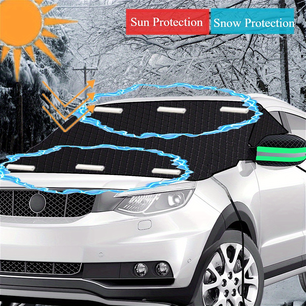 

Magnetic Car Windshield Cover With Sunshade & Snow Protection - Includes Mirror Covers & Straps, Fits Large Suvs, Trucks, Pickups, Rvs, Front Windshield, Mpvs