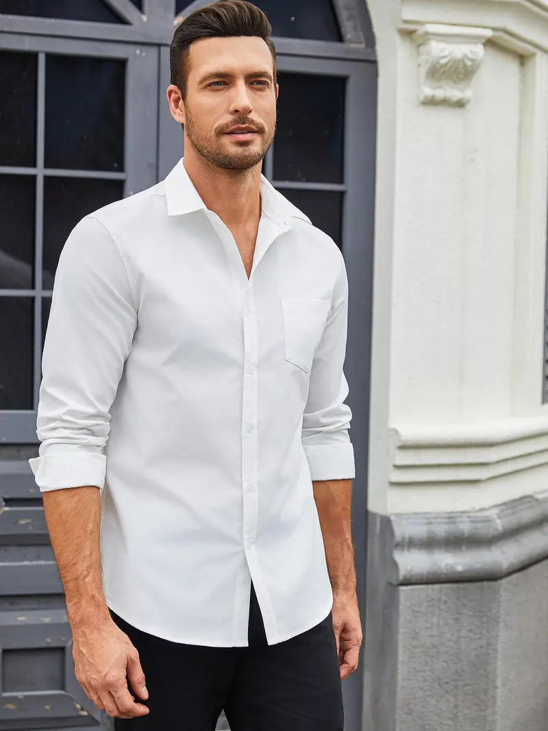 mens casual long sleeve button dress shirt muscle - Temu mens casual long sleeve button dress shirt muscle - Temu