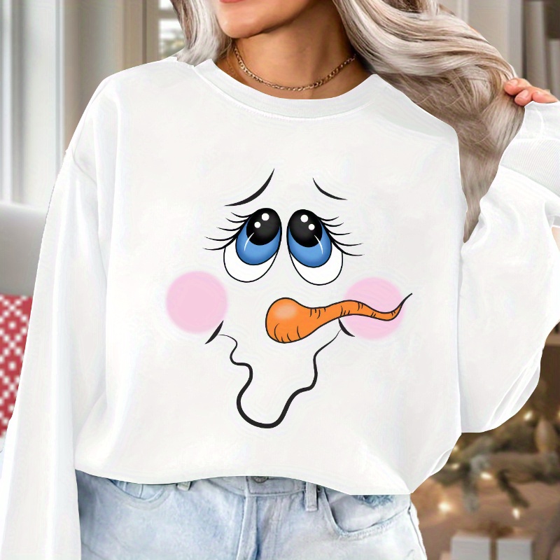 

Women's Snowman Sweatshirt - , Long Sleeve For Fall & , , For Christmas