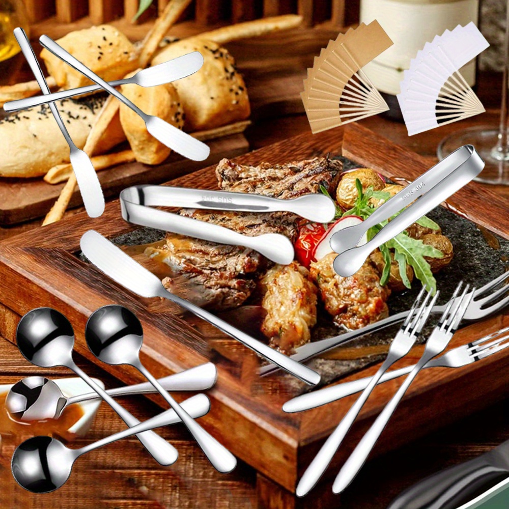 

14pcs Stainless Steel Cheese Spreader Knive Set Mini Cheese Knife With Tongs Spoons Forks Flags Charcuterie Board Accessories Kitchen Utensils