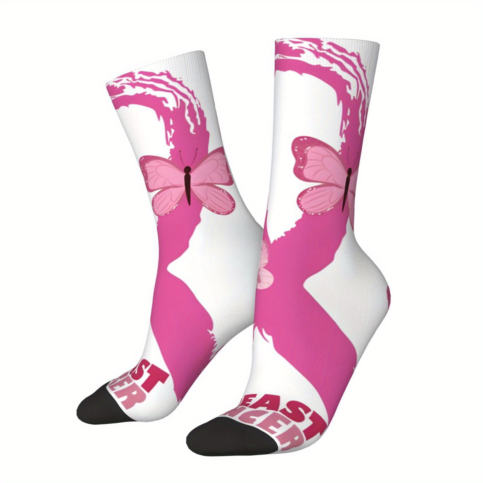 

Breast Awareness Men's Socks - 1 Pair, Vintage Hip Hop Novelty Pattern, Polyester 95%, Spandex 5%, Knit Fabric, Hand Wash/, Unique Gift Idea