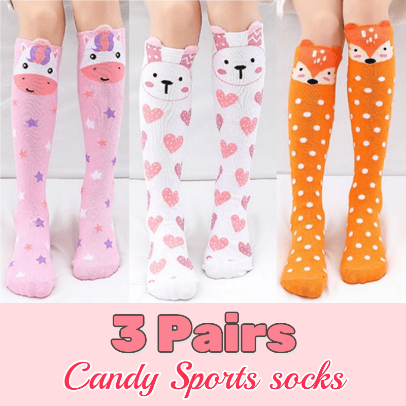 3-pair Heart Rabbit Pink Calf-high Cartoon Socks, Autumn/winter Calf Socks