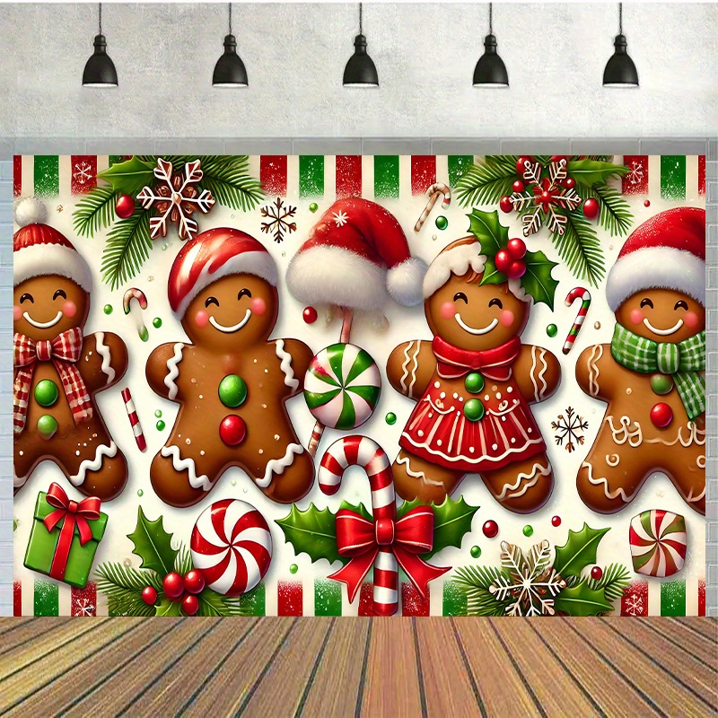 

Halloween Gingerbread For Man Family 7x5ft Polyester Backdrop - For Birthday, Party Decor & Photo , No Power Needed