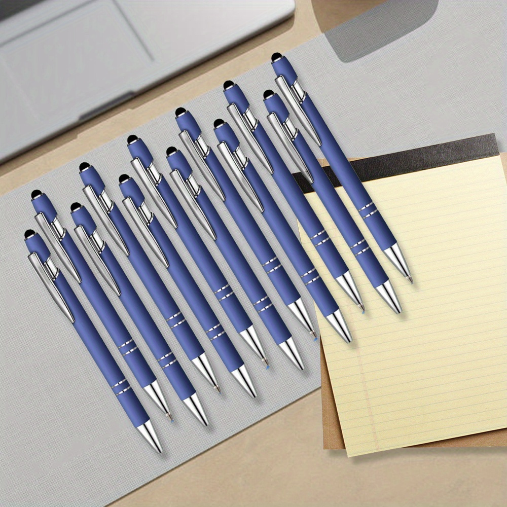 

12 Round Ballpoint Pens With Touch Pen Tips, 1.0mm Blue 2-in- Pen, Suitable For Touch Screen, Gift For Colleagues, Colleagues, Office