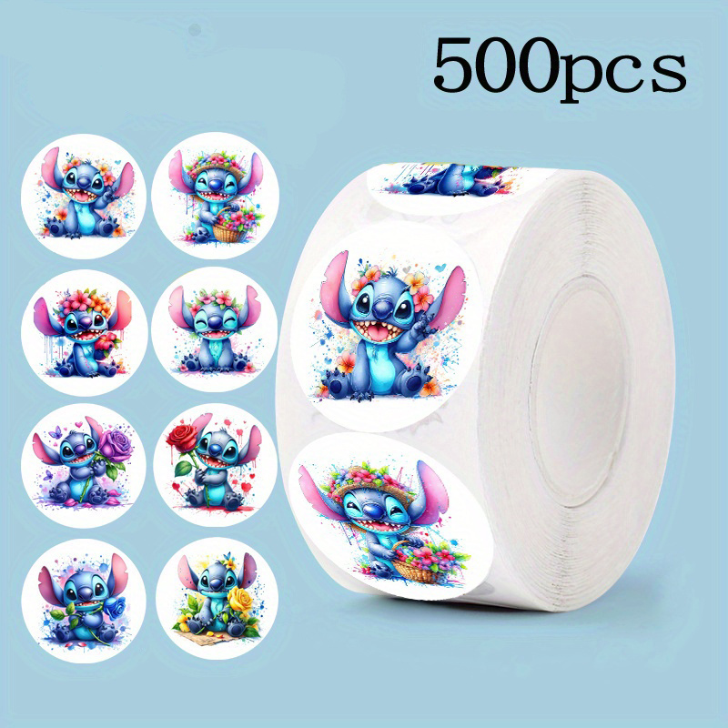 

500pcs Stitch & Round Stickers - Vibrant, Pvc Decals For Gift Sealing, Labeling, Office Supplies, Student Planners, Envelope & Cup Decoration, Accessories