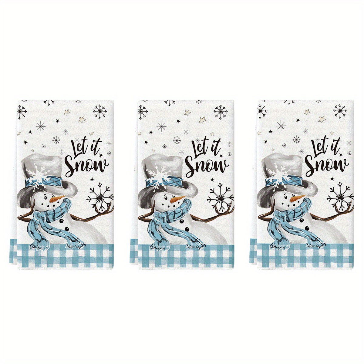 

Sm:)e Blue Snowman Winter Kitchen Towels Dish Towels, 18x26 Inch Daily Seasonal Christmas Room Funky Home Decoration Hand Towels Set Of 3/ 4