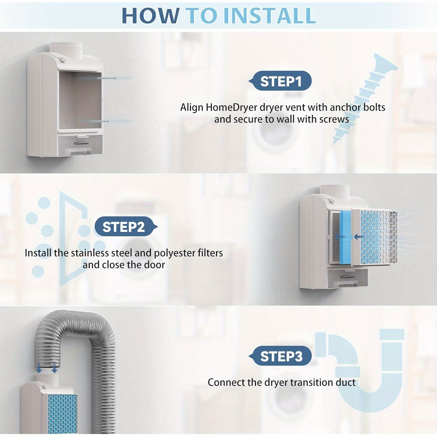 

3-in-1 Kit, Dryer Vent Box With Stainless Steel Screen Filter, Air Quality Water Drawer System, Plus 6 Extra Polyester Filters For Electric Clothes Dryers-2024 New