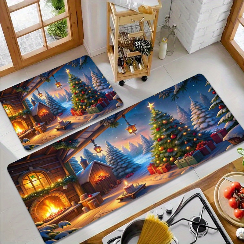 

1/2/3pcs Christmas And Decoration Simulation Mat, 's , 100% Washable And Non , Suitable For , Bedroom, Kitchen Decoration Christmas Ornaments