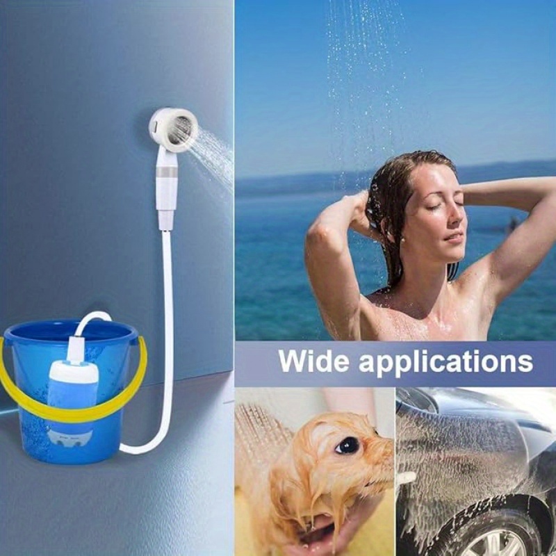 chuveiro elétrico portátil 2- para e rv com cabeça de chuveiro e escova de massagem de limpeza em silicone, bateria de capacidade de 5000mah com carregamento usb que ser usada por muito tempo, de dormitório, caminhadas, banho de animais de estimação, lavagem de carro detalhes 0