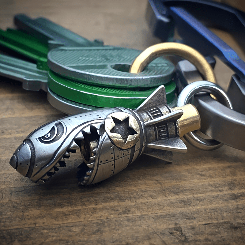 

Metal Keychain - Shark And Rocket Fusion, Metallic Keyring Pack