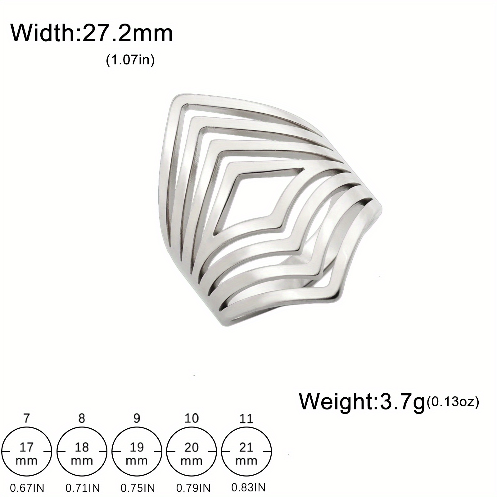 Image of 1pc Women's Fashion Korean Style Geometric Hollow Line Ring Women' Wide Face Ring Birthday Valentine's Day Anniversary Ring Stainless Steel Party, Daily Wear Couple Valentine's Day Jewelry Gift
