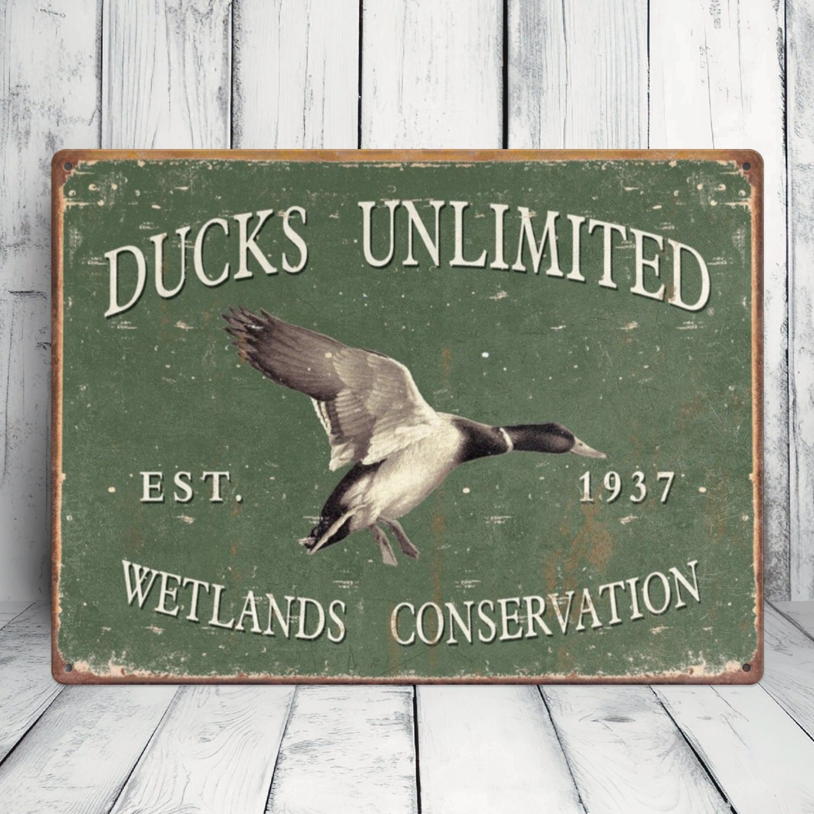 

1pc/ 2pcs, Tin Painting, Ducks Est 1937 Metal Tin Signs, Signs For Men Decorations, Suitable For , Bar And Decoration, Decorative Art, Decor, And Pre-drilled, 8x12 Or 12x16inches