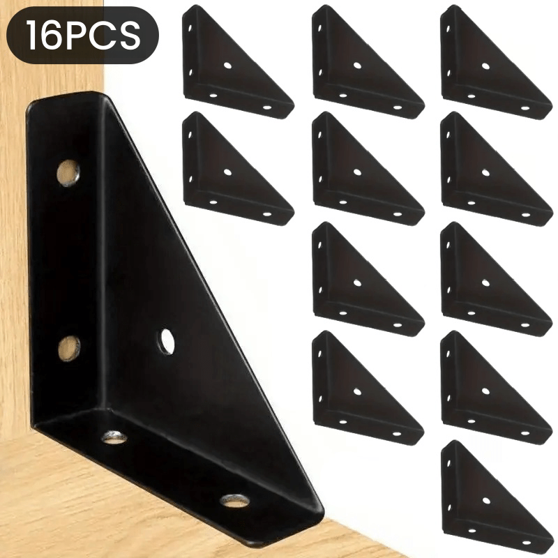 

16pcs Steel Angle Brackets - Heavy Duty 90° Right-angle Support For Shelving, Sturdy & , Rust-resistant, , Furniture &