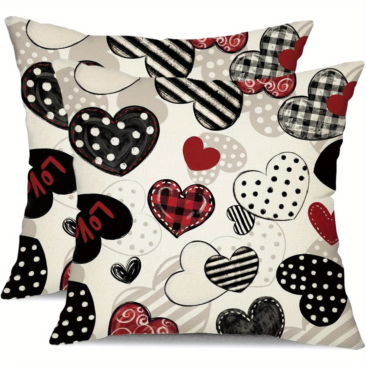 

2pcs Valentine's Day Pillowcase Heart Decor White Pillowcase Valentine's Day Sofa Holiday Cushion Cover 18*18inch